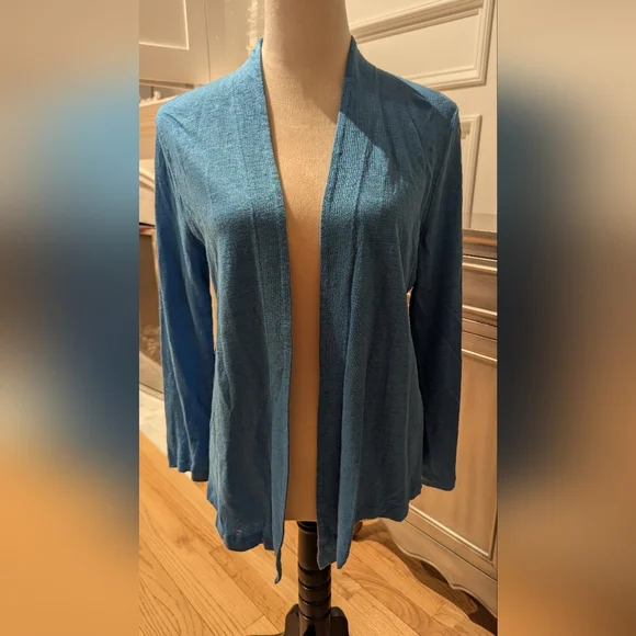 Chicos Bright Blue Open-Front Women's Sweater - Picture 1 of 7